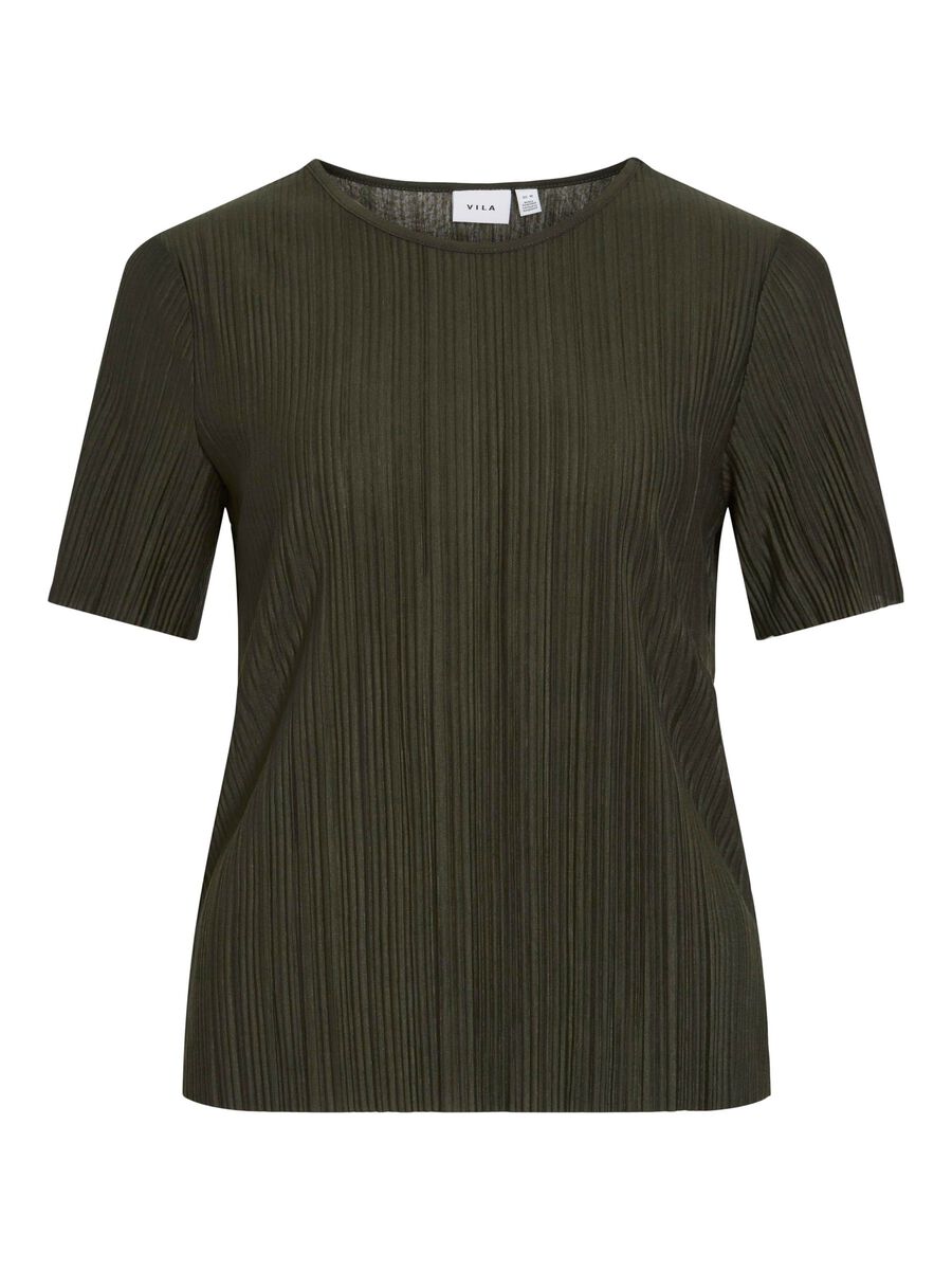 VILA VIPLISA PLEATED SHORT SLEEVED TOP, Deep Depths, highres - 14089481_DeepDepths_001.jpg