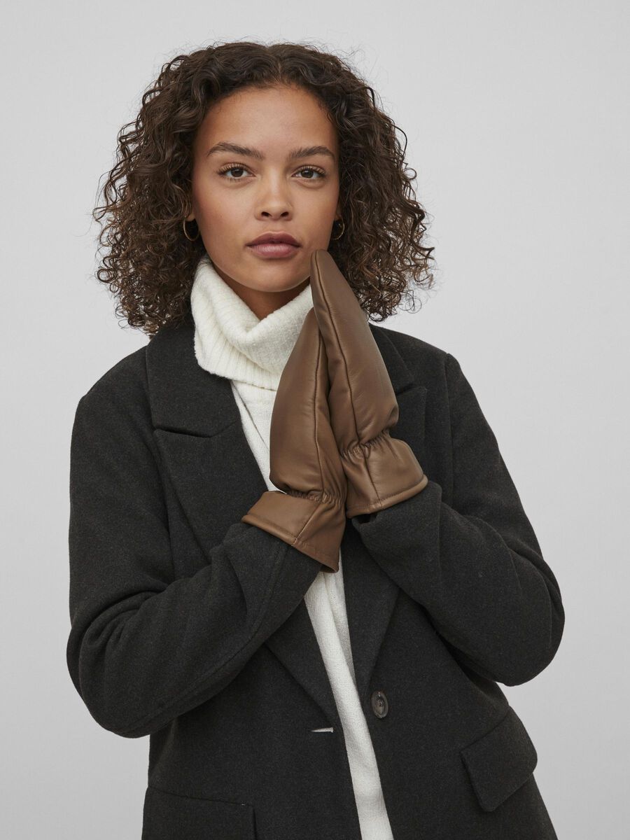 Vila LEATHER MITTENS, Simply Taupe, highres - 14077623_SimplyTaupe_003.jpg