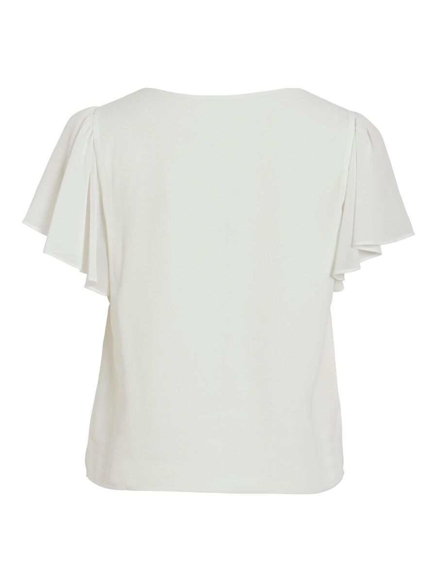 VILA SHORT SLEEVED V-NECK TOP, Cloud Dancer, highres - 14098368_CloudDancer_002.jpg