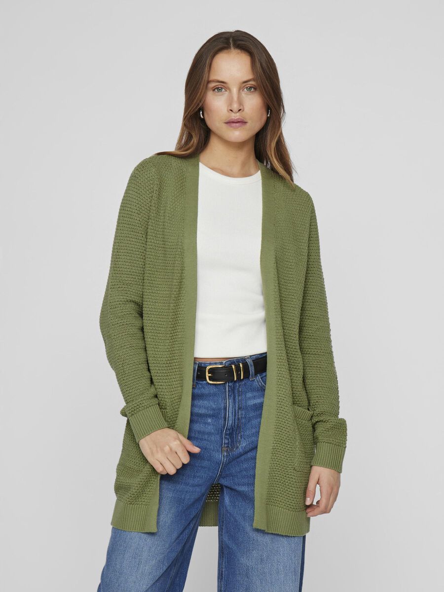 VILA VIDALO BASIC CARDIGAN A MAGLIA, Oil Green, highres - 14097125_OilGreen_003.jpg