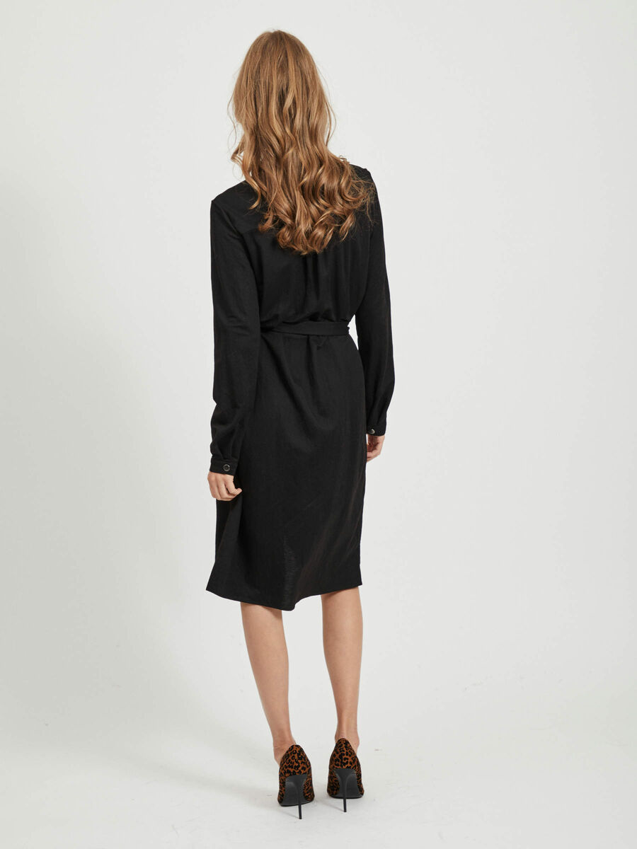 VILA BINDEGÜRTEL MIDI BLUSENKLEID, Black, highres - 14058514_Black_004.jpg