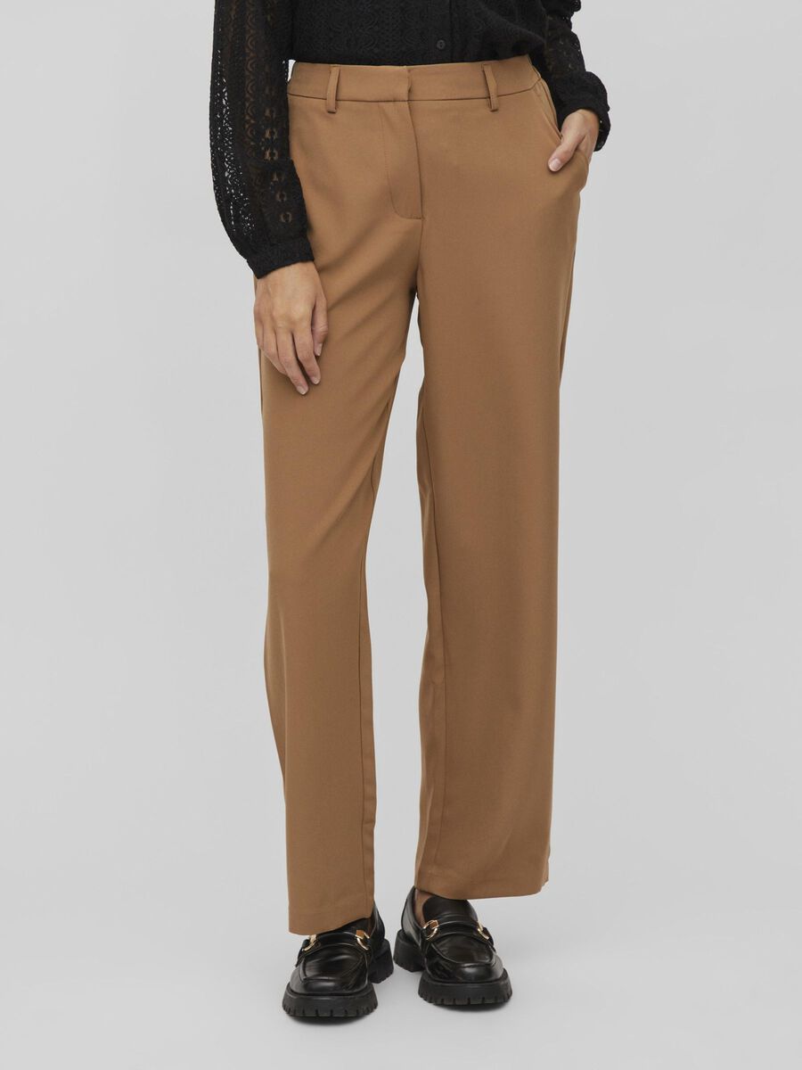 Vila HIGH WAISTED WIDE-LEG TROUSERS, Toasted Coconut, highres - 14076914_ToastedCoconut_003.jpg