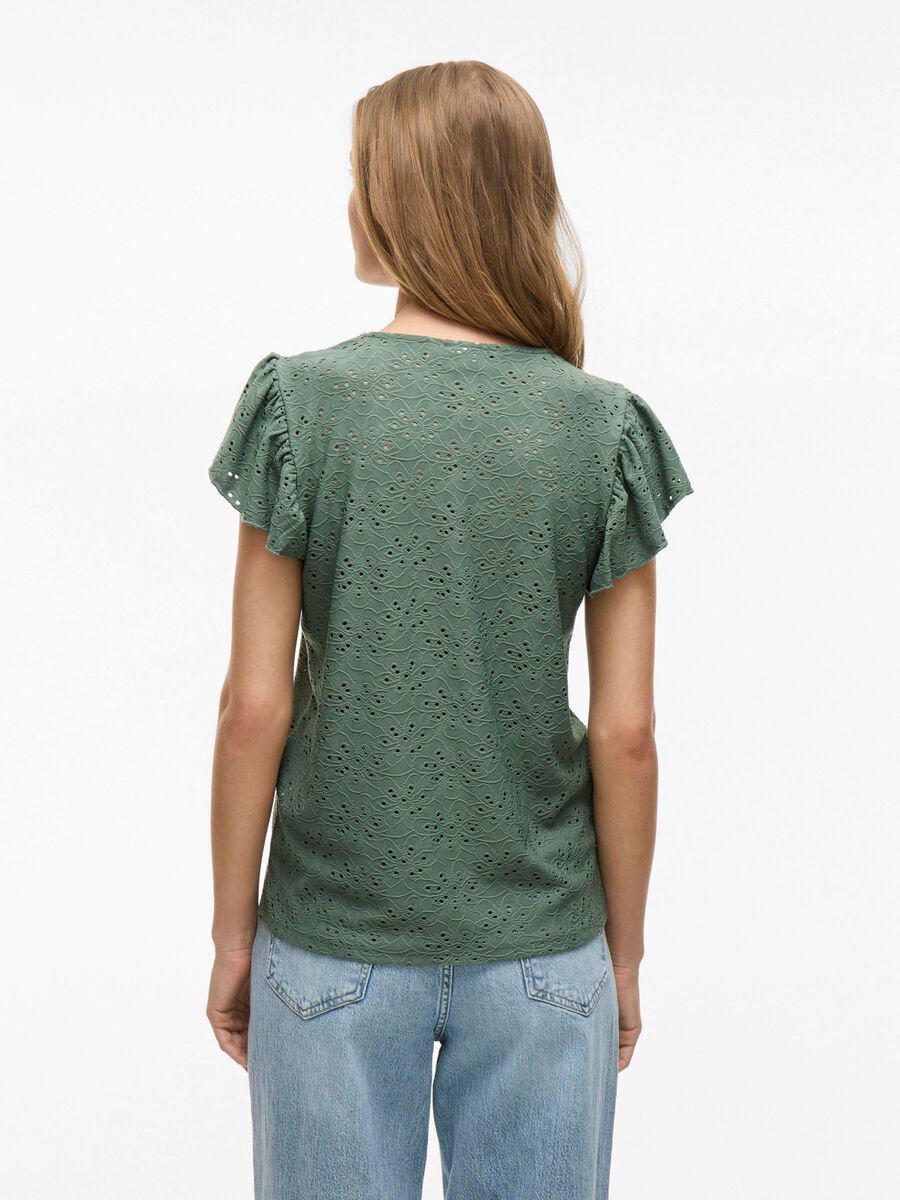 VILA ROUND NECK SHORT SLEEVED TOP, Laurel Wreath, highres - 14110629_LaurelWreath_004.jpg