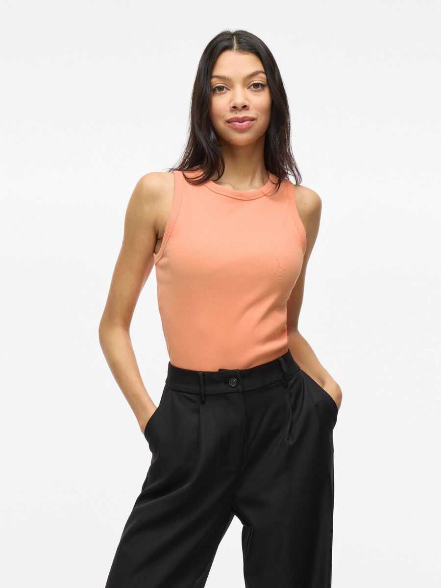 VILA VISOLA ROUND NECK SLEEVELESS TOP, Cadmium Orange, highres - 14101757_CadmiumOrange_003.jpg