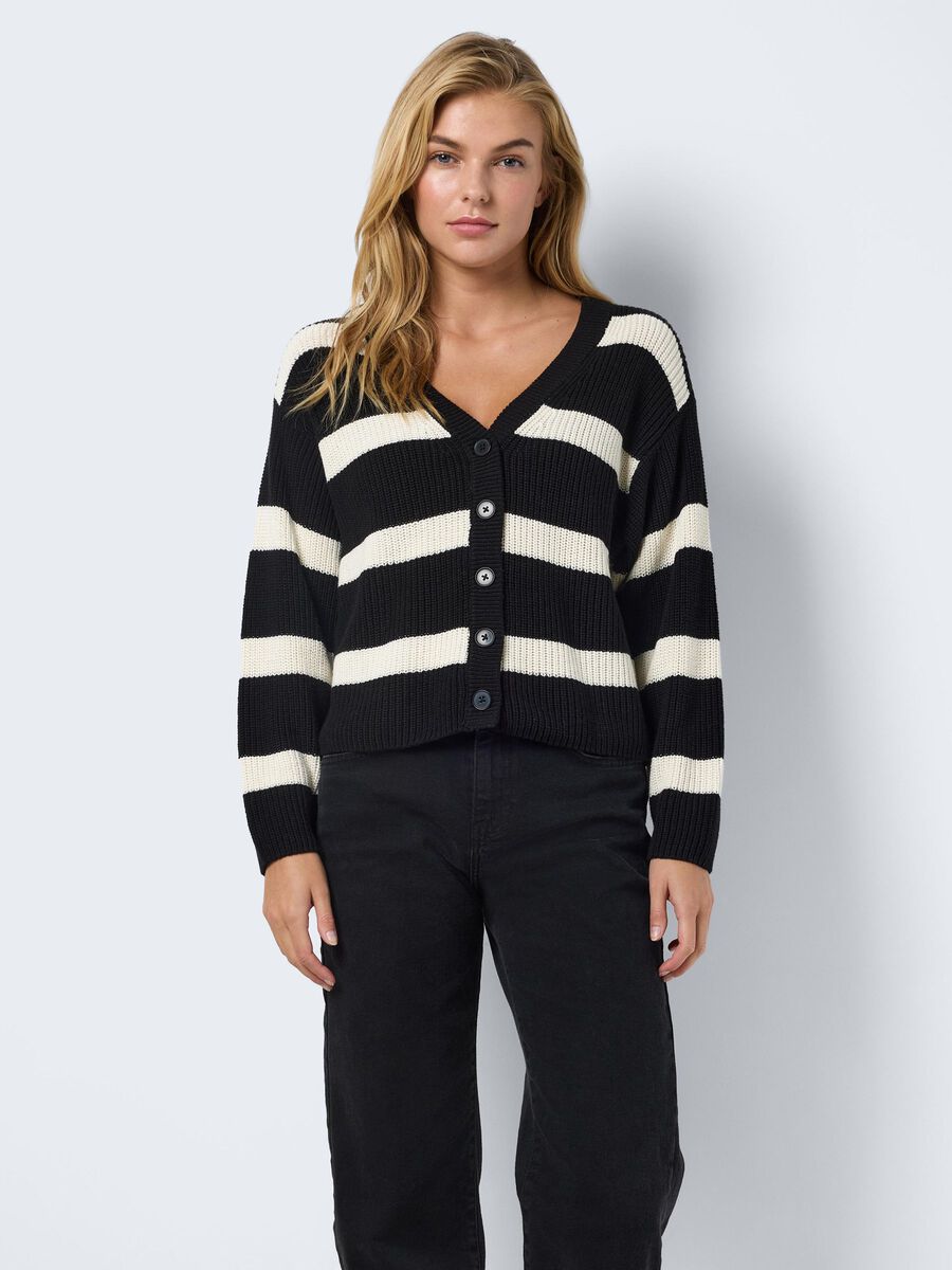 Noisy May STRIPED CARDIGAN, Black, highres - 27032313_Black_1162469_003.jpg