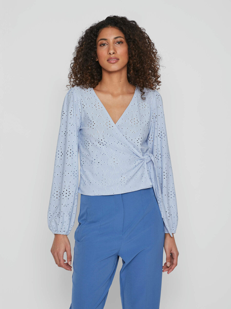 Vila LONG-SLEEVED TOP INCROCIATO, Kentucky Blue, highres - 14085831_KentuckyBlue_003.jpg