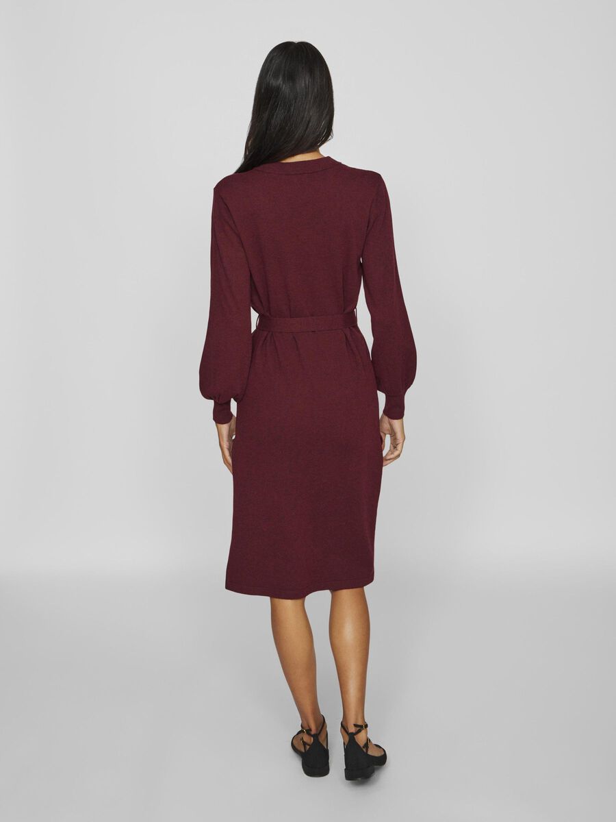VILA BELTED KNITTED DRESS, Winetasting, highres - 14103924_Winetasting_004.jpg
