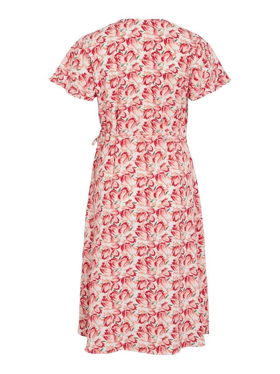 VILA VILOVIE SHORT SLEEVED WRAP DRESS, Egret, highres - 14059666_Egret_1223230_002.jpg