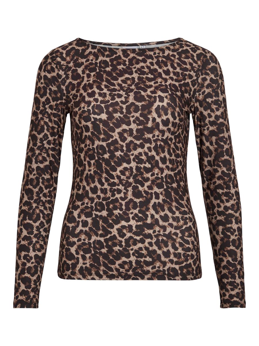 VILA VILEOA LEOPARD PRINT LONG SLEEVED TOP, Nomad, highres - 14110070_Nomad_1219049_001.jpg