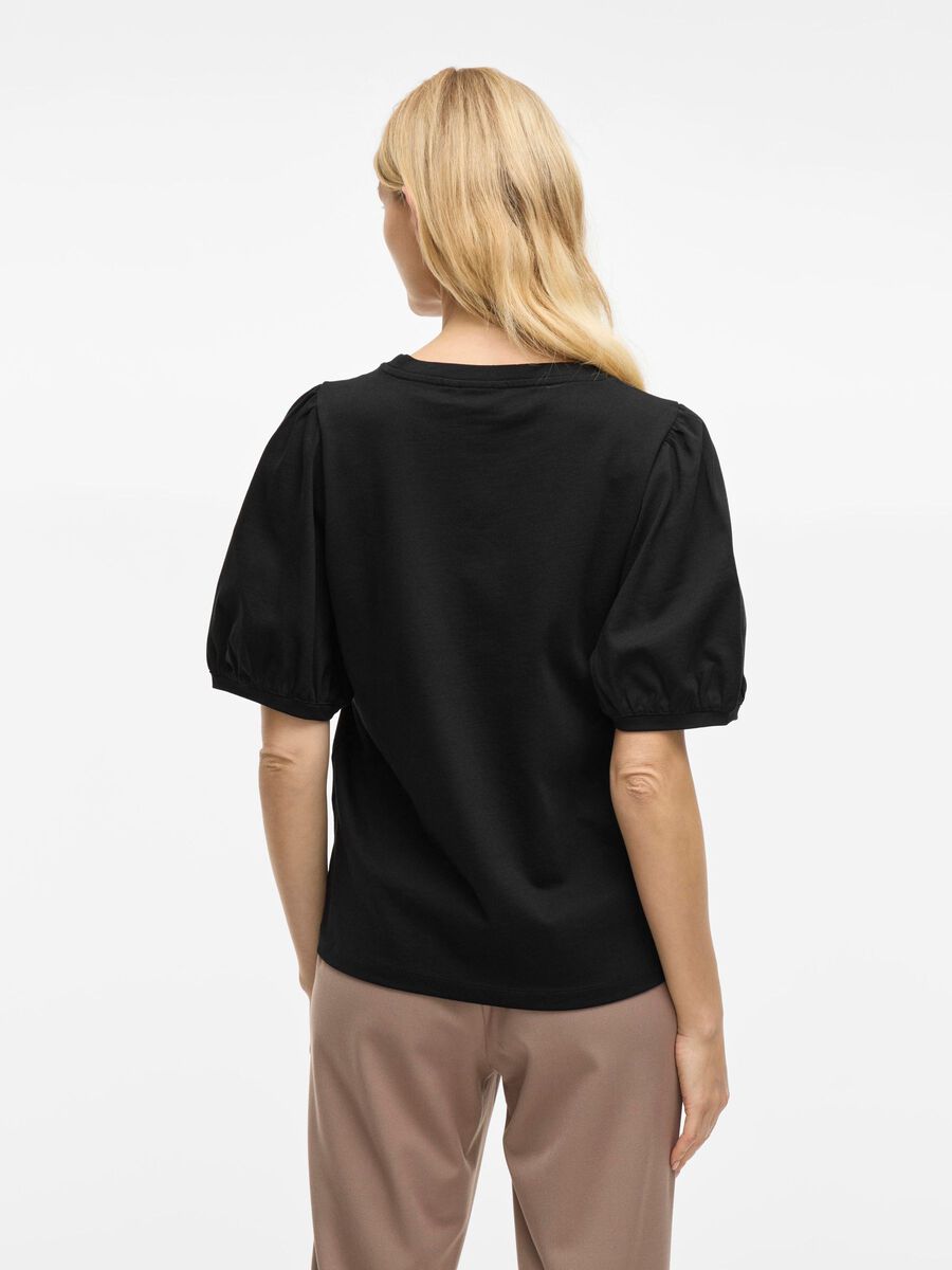 VILA VIMONIE ROUND NECK SHORT SLEEVED TOP, Black Beauty, highres - 14106923_BlackBeauty_004.jpg