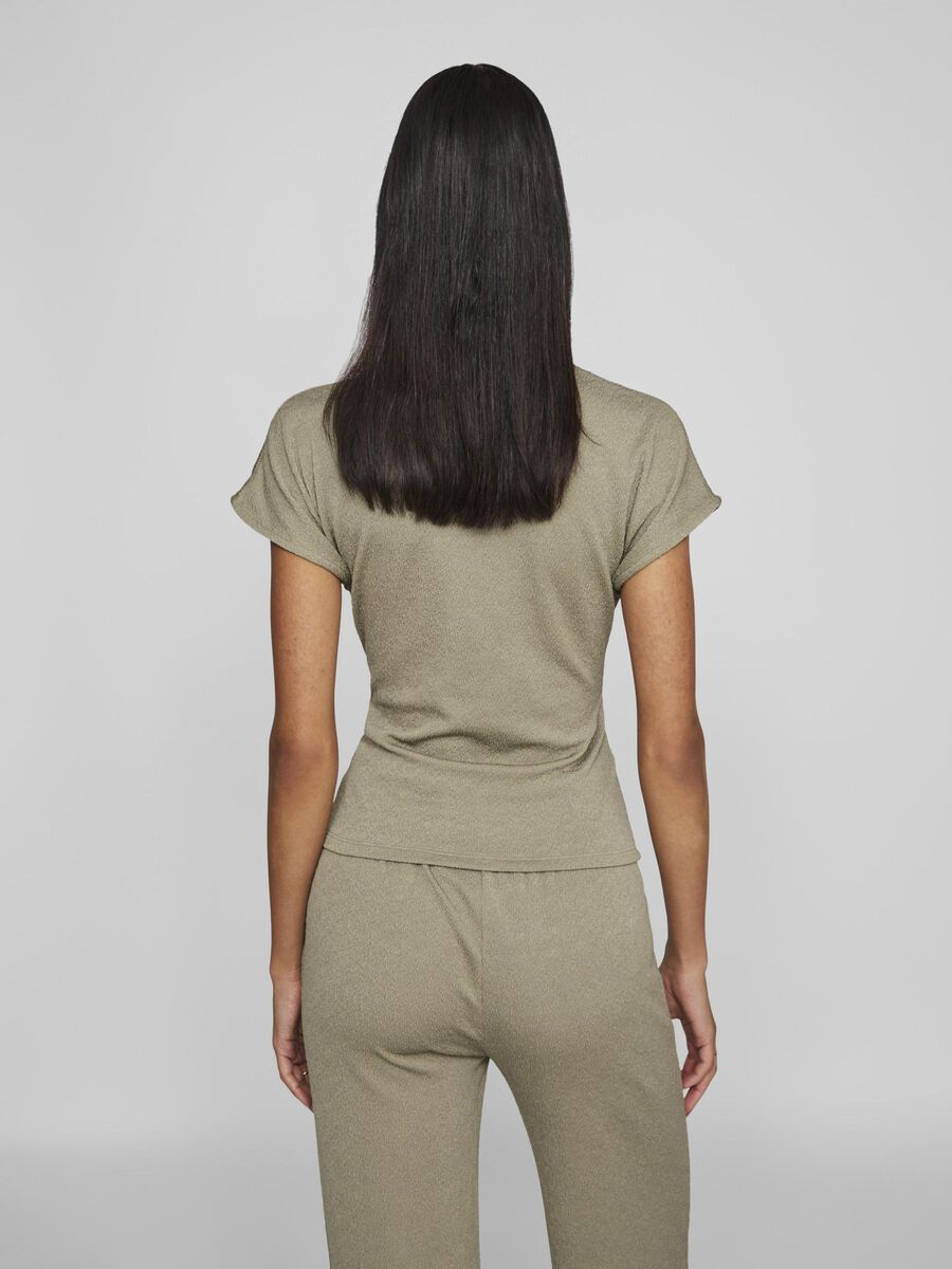 VILA SHORT SLEEVED HIGH NECK TOP, Green Milieu, highres - 14104666_GreenMilieu_004.jpg