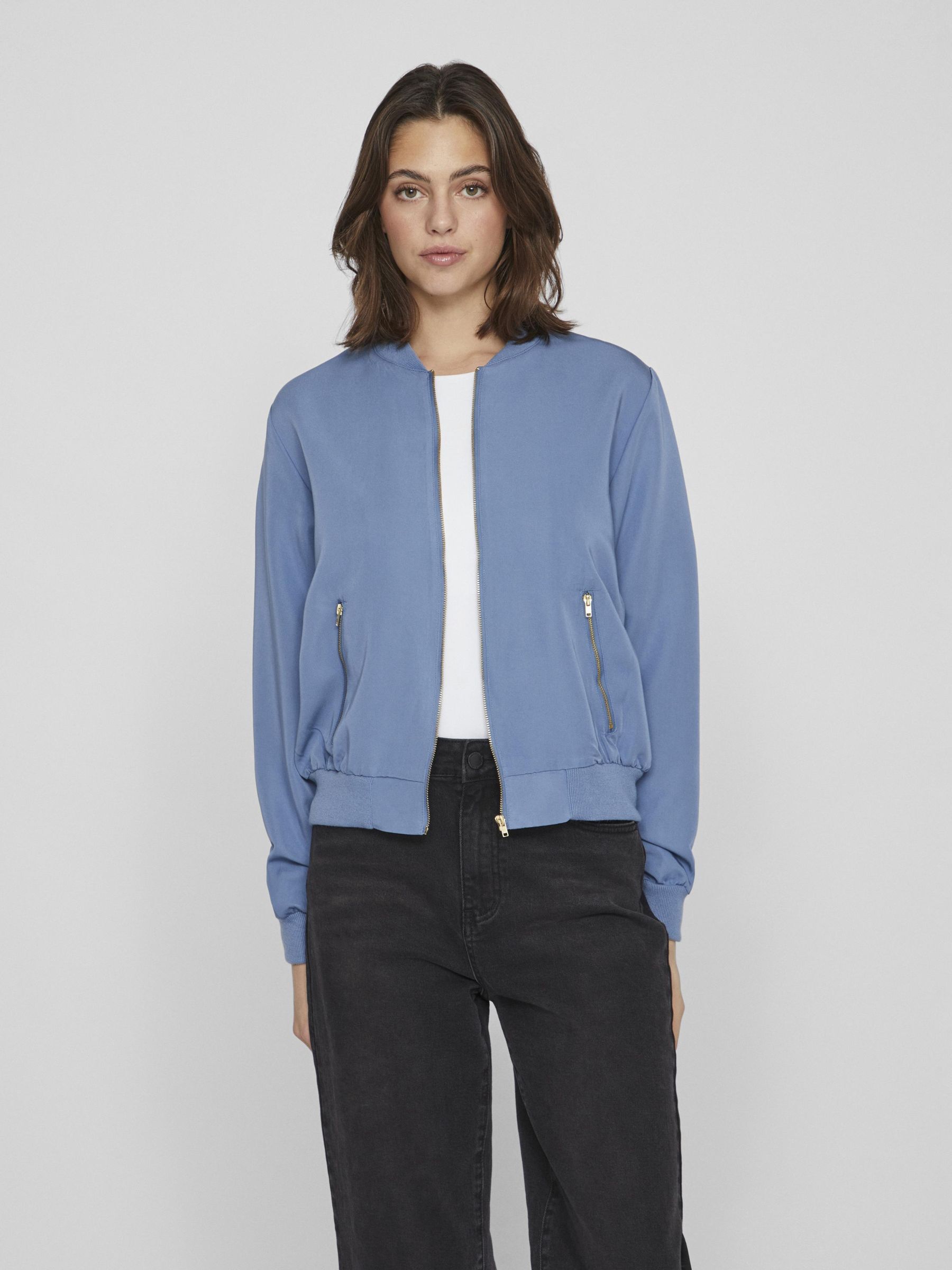 Light blue sales bomber jacket womens