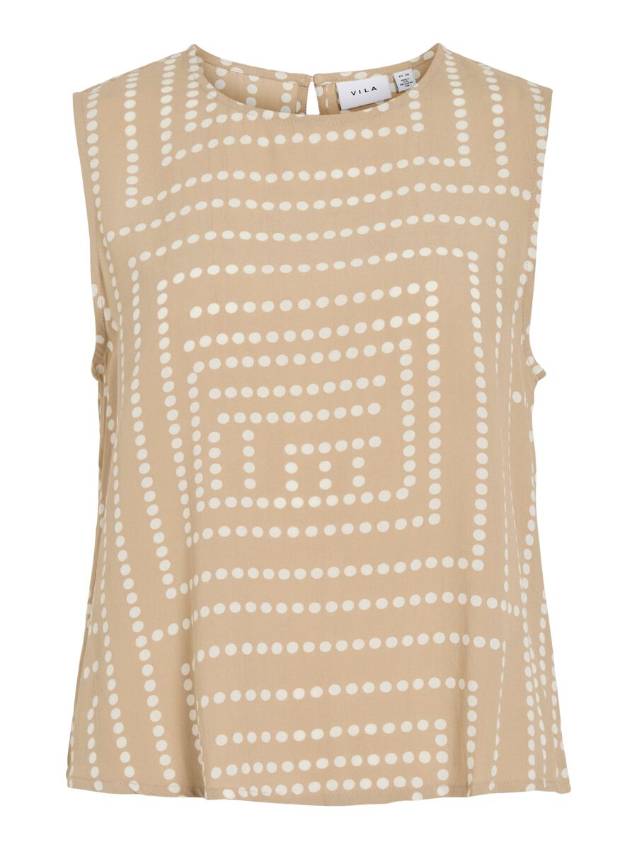 Product carousel image - VIFRELLI ROUND NECK SLEEVELESS TOP, Travertine | 1
