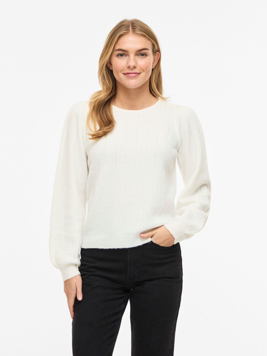 Product carousel image - VIBRI ROUND NECK KNITTED PULLOVER, White Alyssum | 1