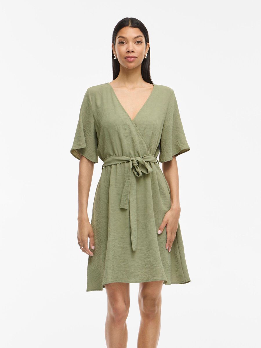 VILA SHORT WRAP DRESS, Oil Green, highres - 14101657_OilGreen_003.jpg