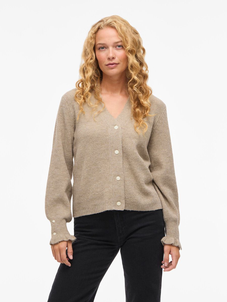Product carousel image - VITILDA V-NECK KNITTED CARDIGAN, Natural Melange | 1