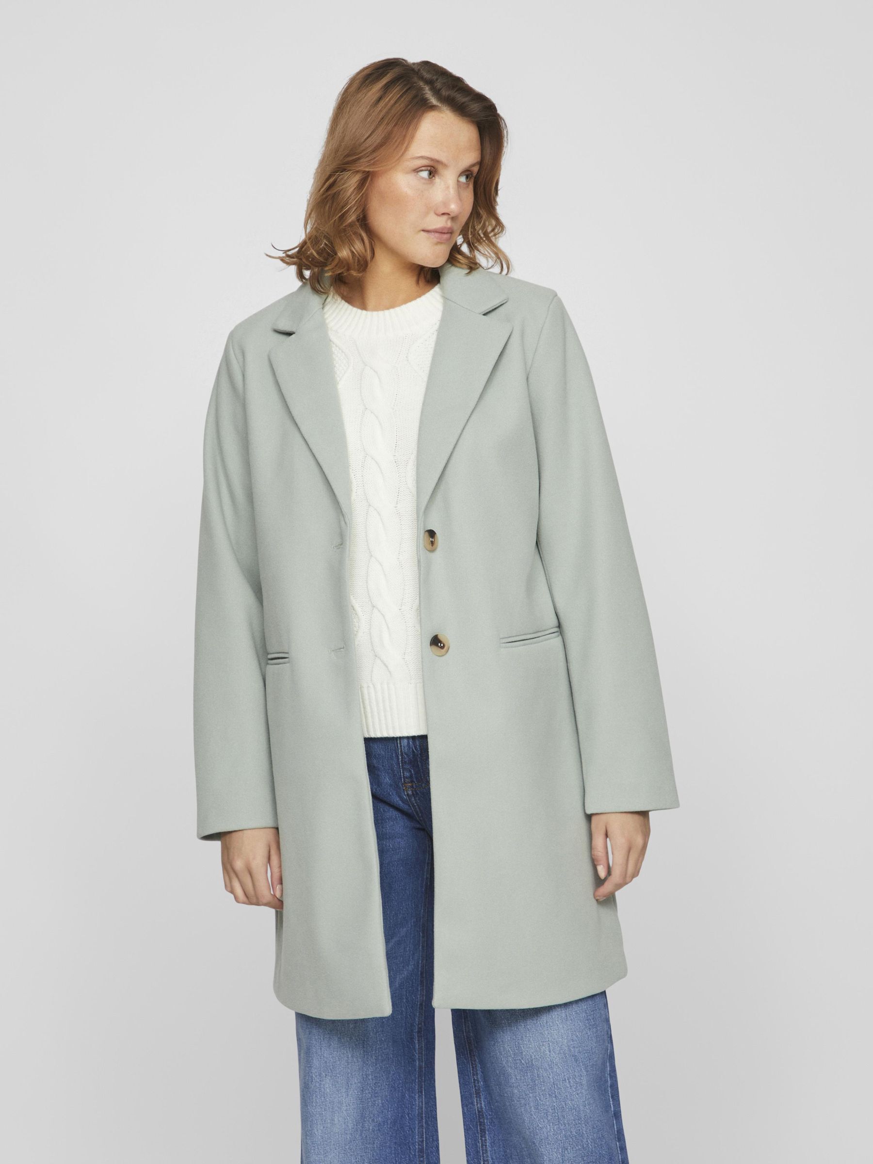 Green single shop breasted coat