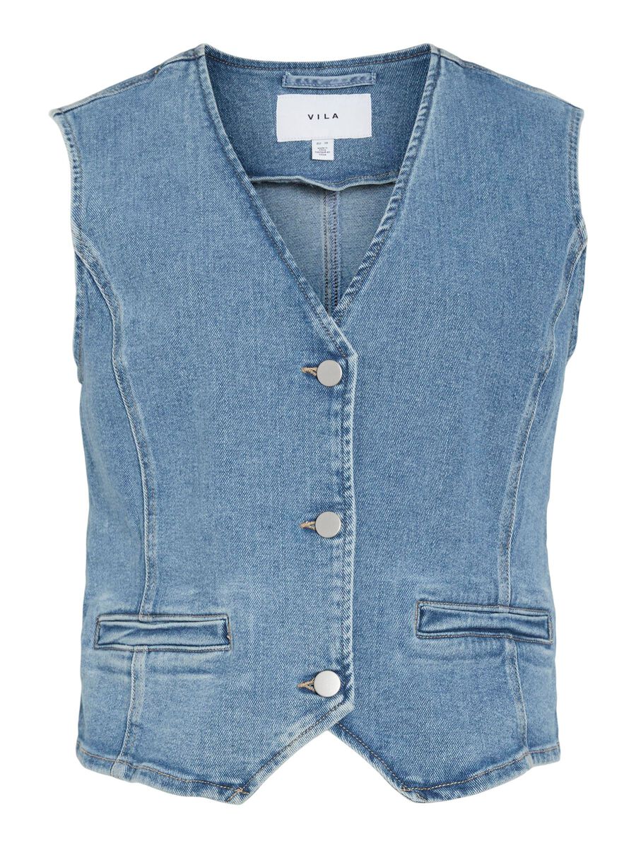VILA VIKENYA DENIM WAISTCOAT, Light Blue Denim, highres - 14110224_LightBlueDenim_1220422_001.jpg