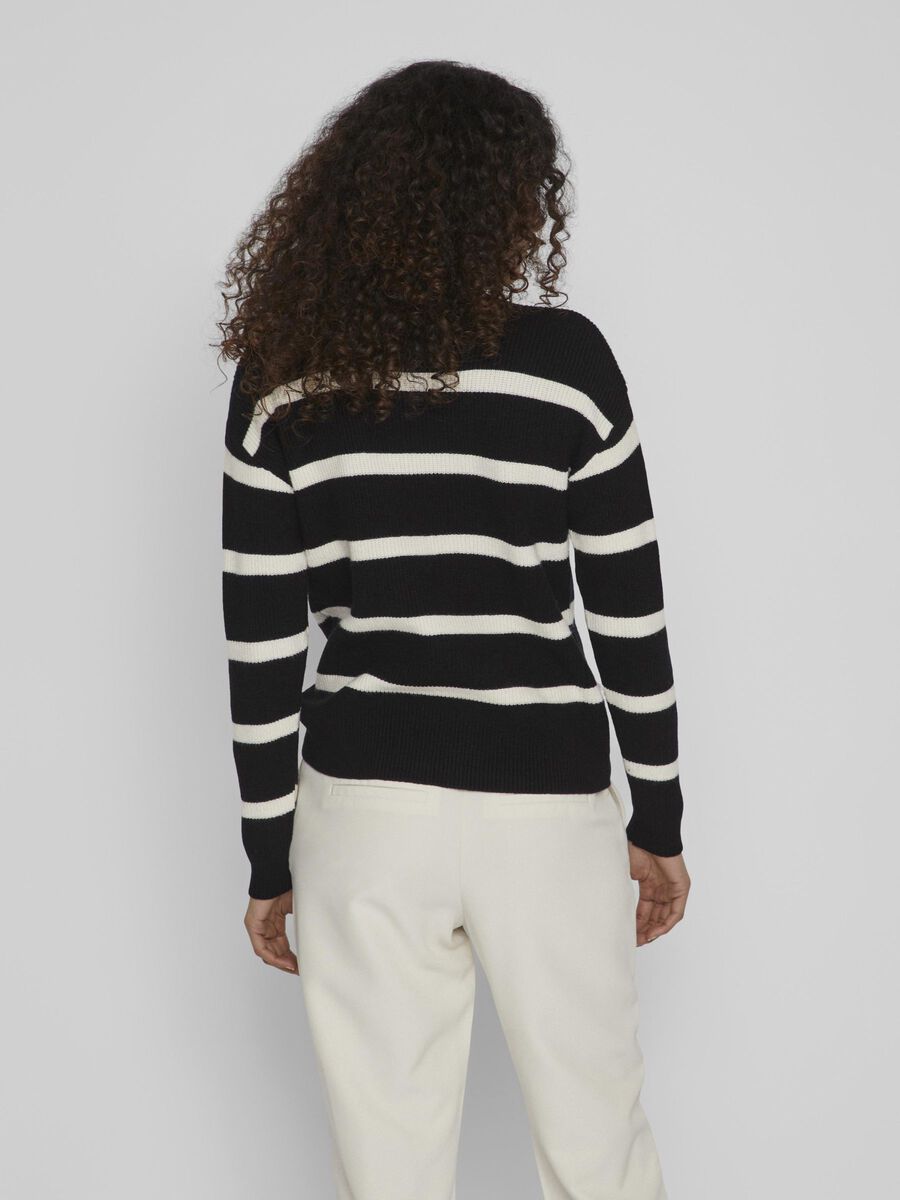 Vila STRIPED KNITTED PULLOVER, Black, highres - 14091615_Black_1070770_004.jpg