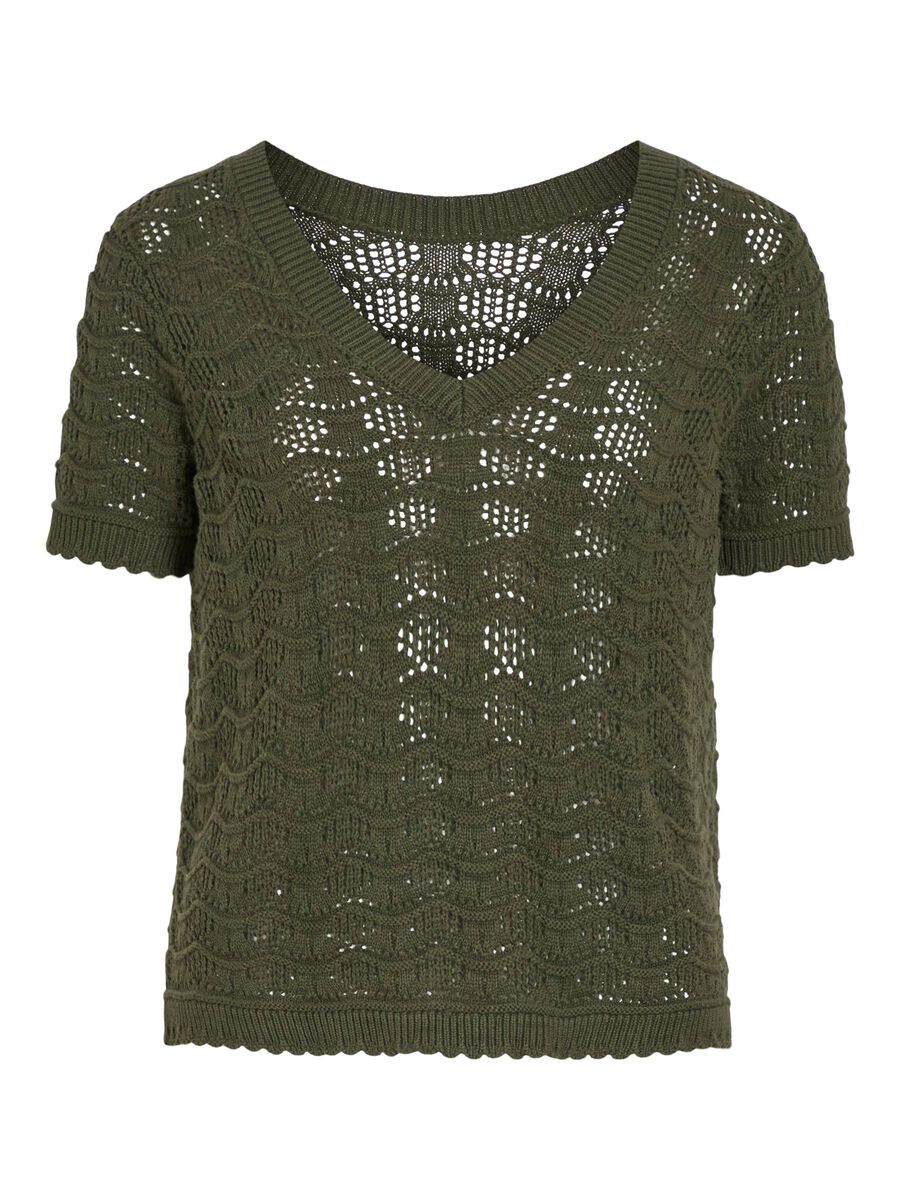 VILA VICOBY SHORT SLEEVED KNITTED TOP, Deep Depths, highres - 14107039_DeepDepths_001.jpg