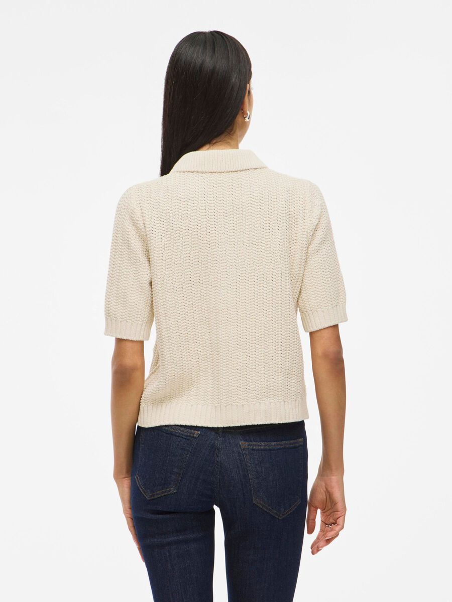 VILA VIGEORGIE SHORT SLEEVED KNITTED CARDIGAN, Birch, highres - 14108101_Birch_004.jpg
