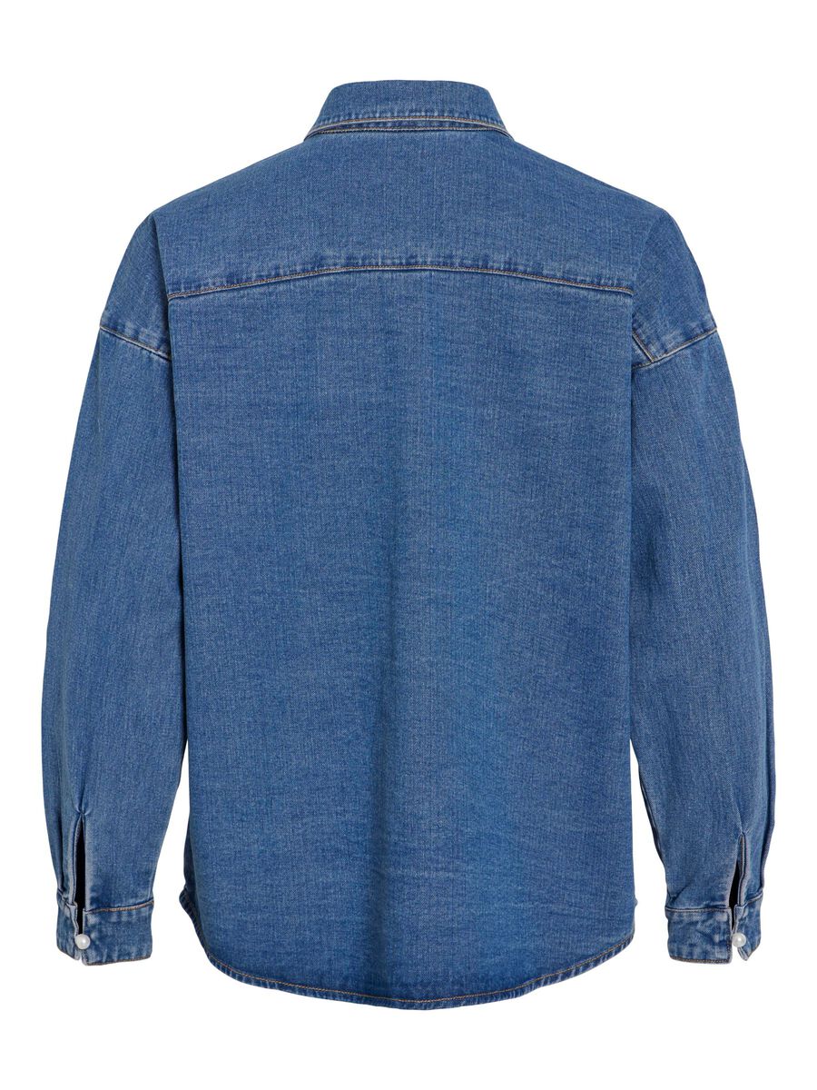 VILA LONG SLEEVED DENIM SHIRT, Dark Denim, highres - 14108643_DarkDenim_002.jpg
