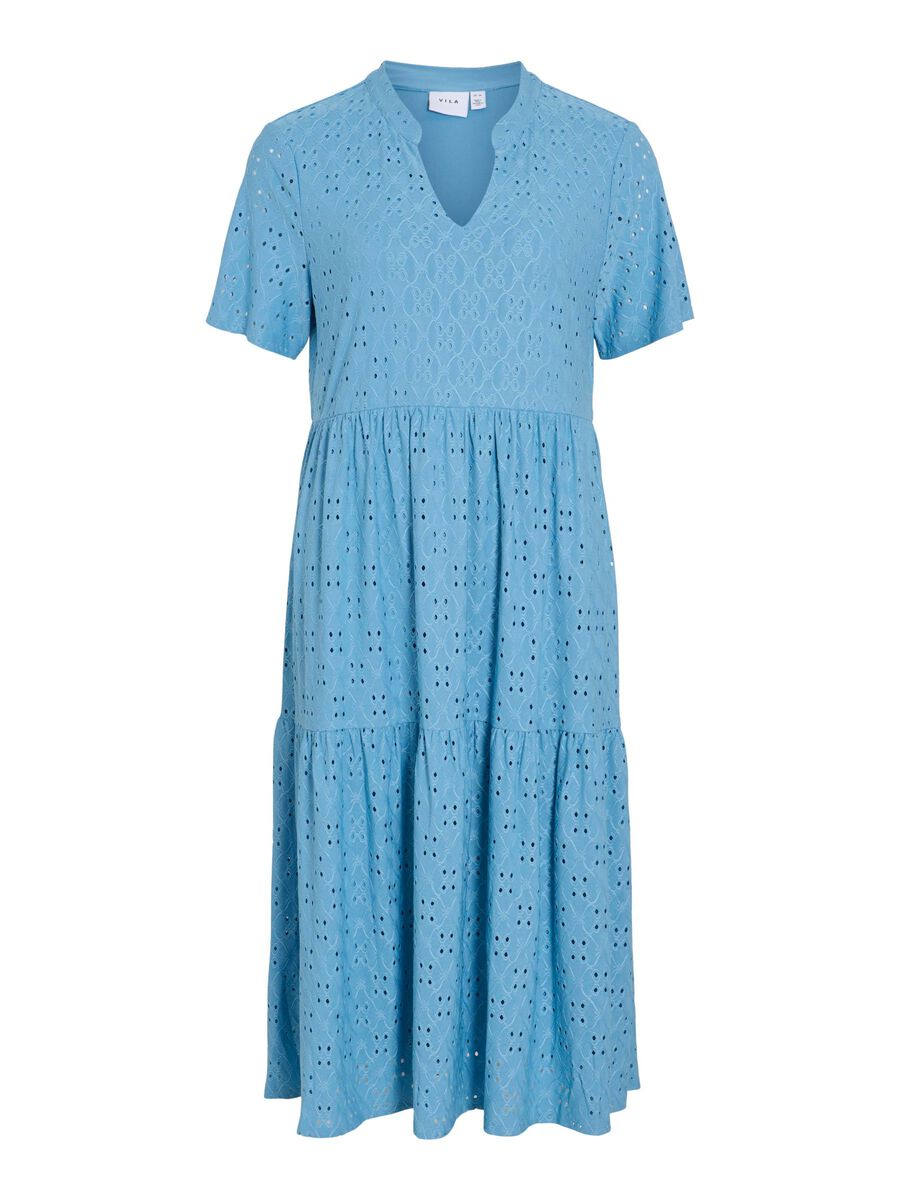 VILA KORTE MOUWEN MIDI JURK, Blissful Blue, highres - 14109847_BlissfulBlue_001.jpg