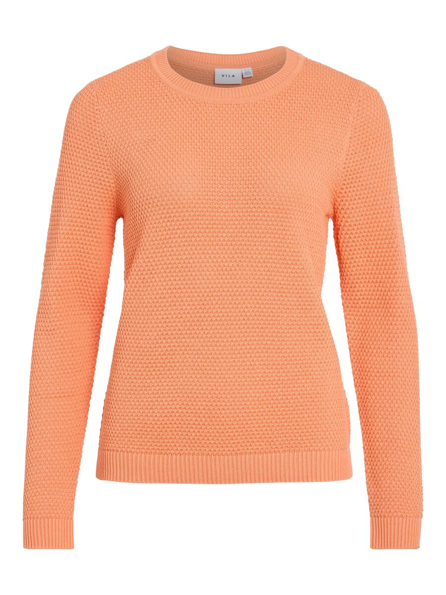 VILA VIDALO BASIC STRICKPULLOVER, Cadmium Orange, highres - 14082767_CadmiumOrange_001.jpg