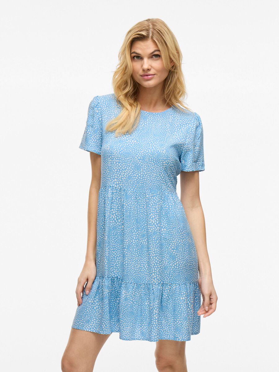 VILA SHORT SLEEVED KNEE-LENGTH DRESS, Blissful Blue, highres - 14067408_BlissfulBlue_1217804_003.jpg