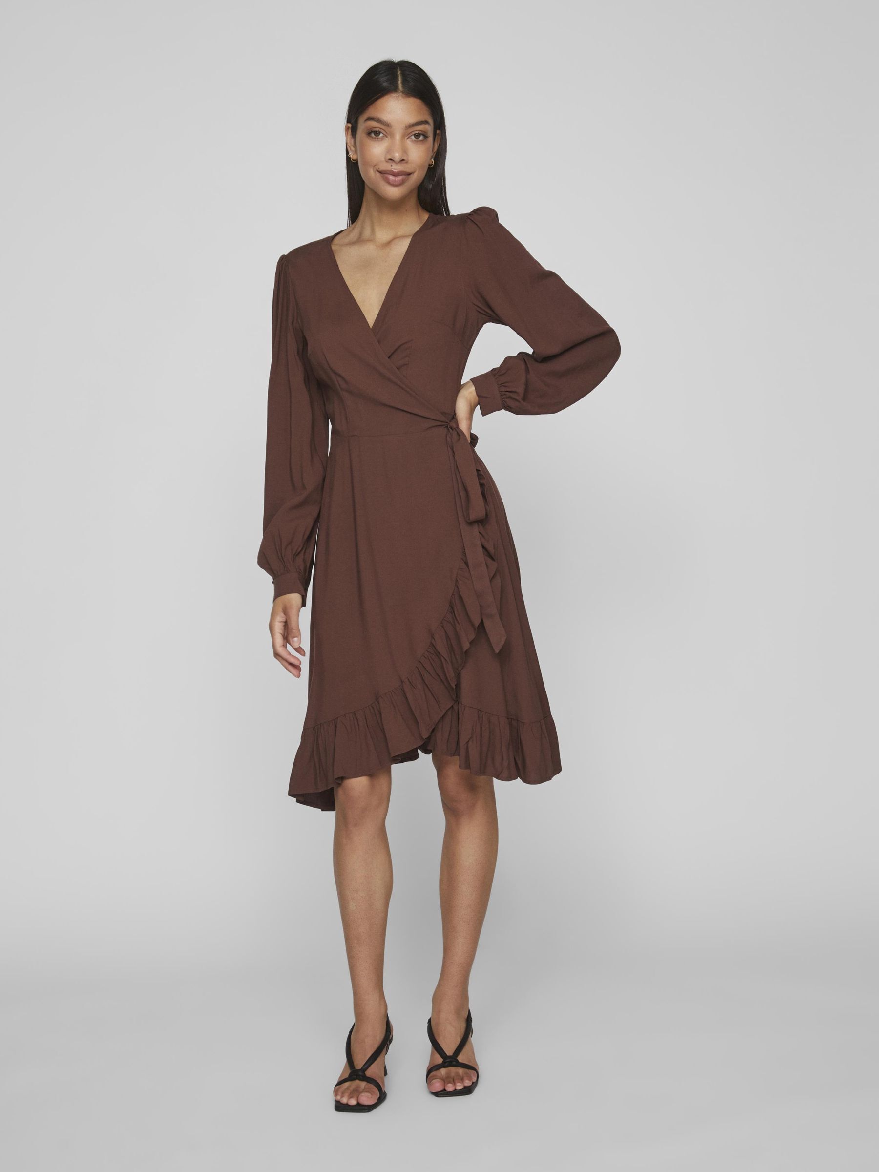 Ruffle long 2025 sleeve dress