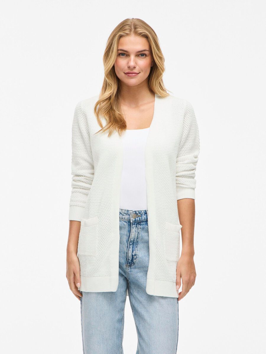 VILA VIDALO BASIC KNITTED CARDIGAN, White Alyssum, highres - 14097125_WhiteAlyssum_003.jpg