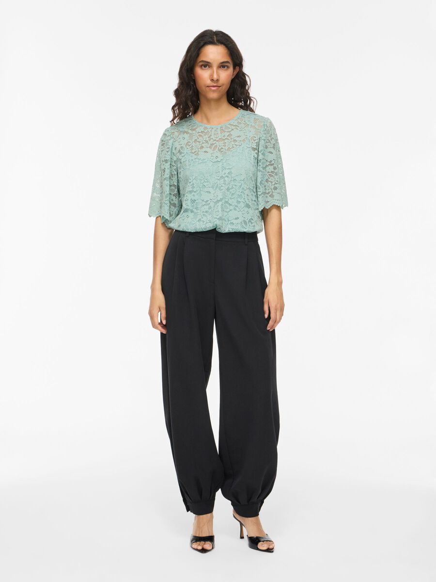Carousel image - VISTACIA LACE SHORT SLEEVED TOP, Blue Surf | 4
