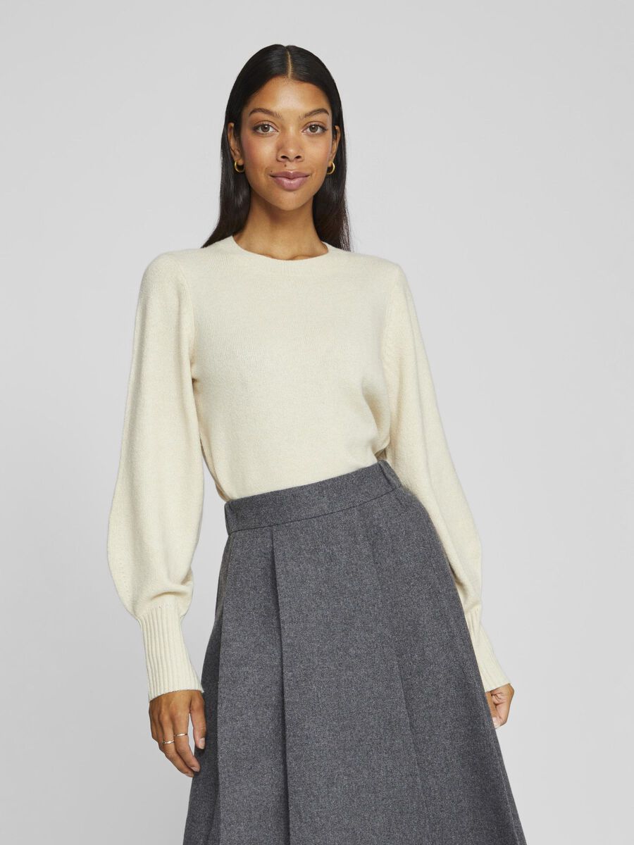 VILA SCOLLO ROTONDO PULLOVER A MAGLIA, Birch, highres - 14106066_Birch_1177373_003.jpg