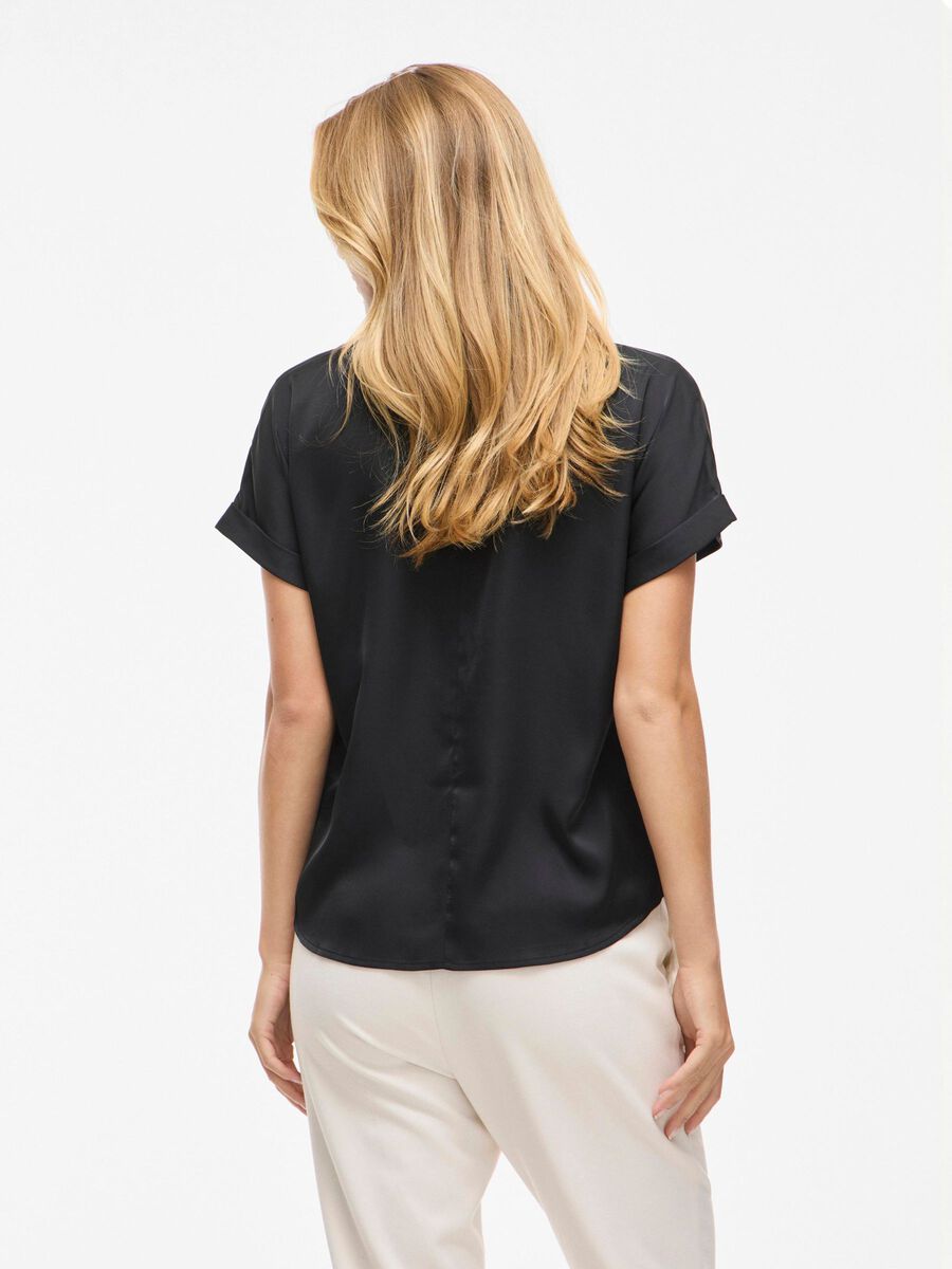 VILA VIENNA SHORT SLEEVED SHIRT, Black Beauty, highres - 14107405_BlackBeauty_004.jpg