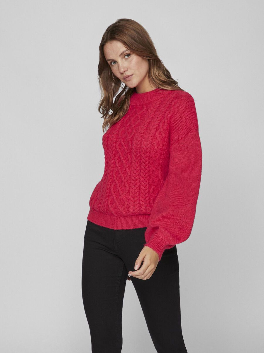 Vila CABLE KNITTED PULLOVER, Love Potion, highres - 14084204_LovePotion_003.jpg