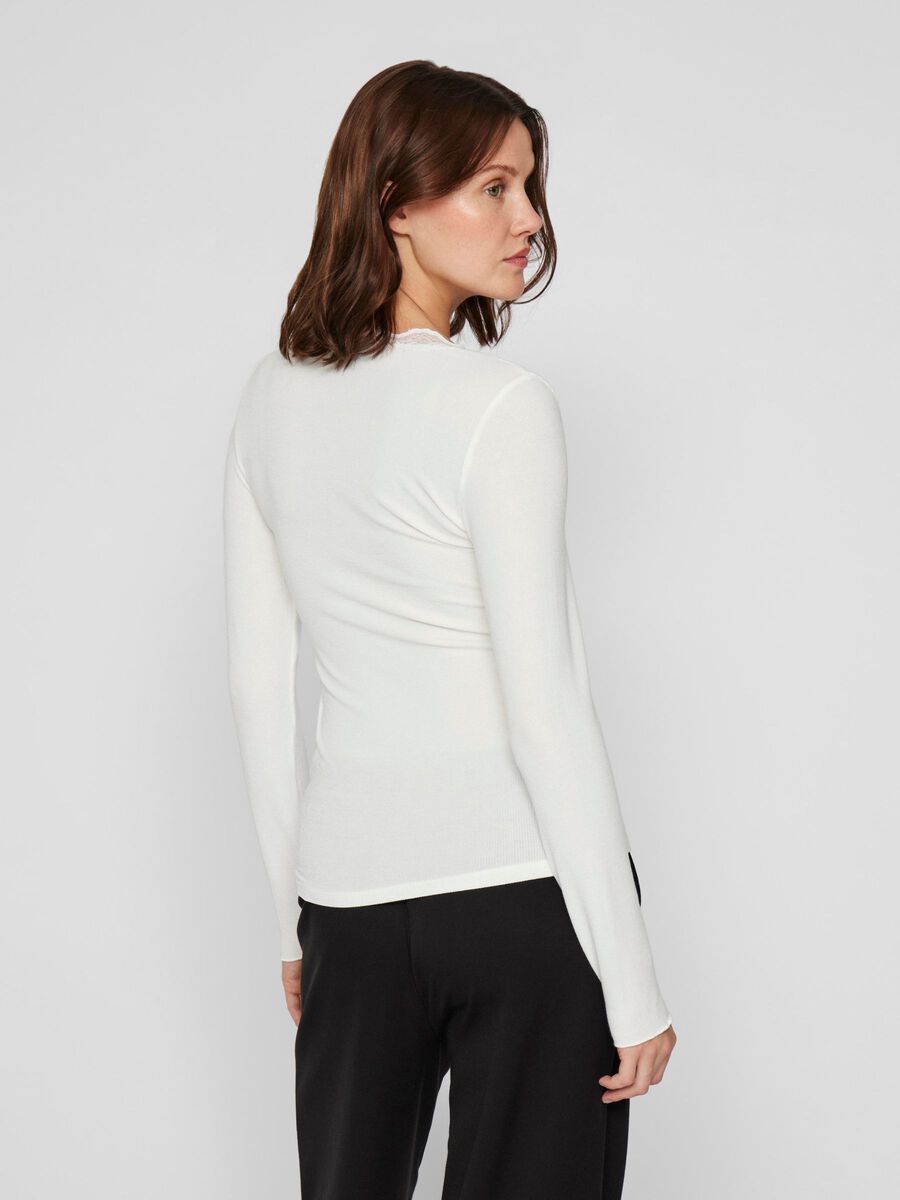VILA ROUND NECK LONG SLEEVED TOP, Snow White, highres - 14107062_SnowWhite_004.jpg