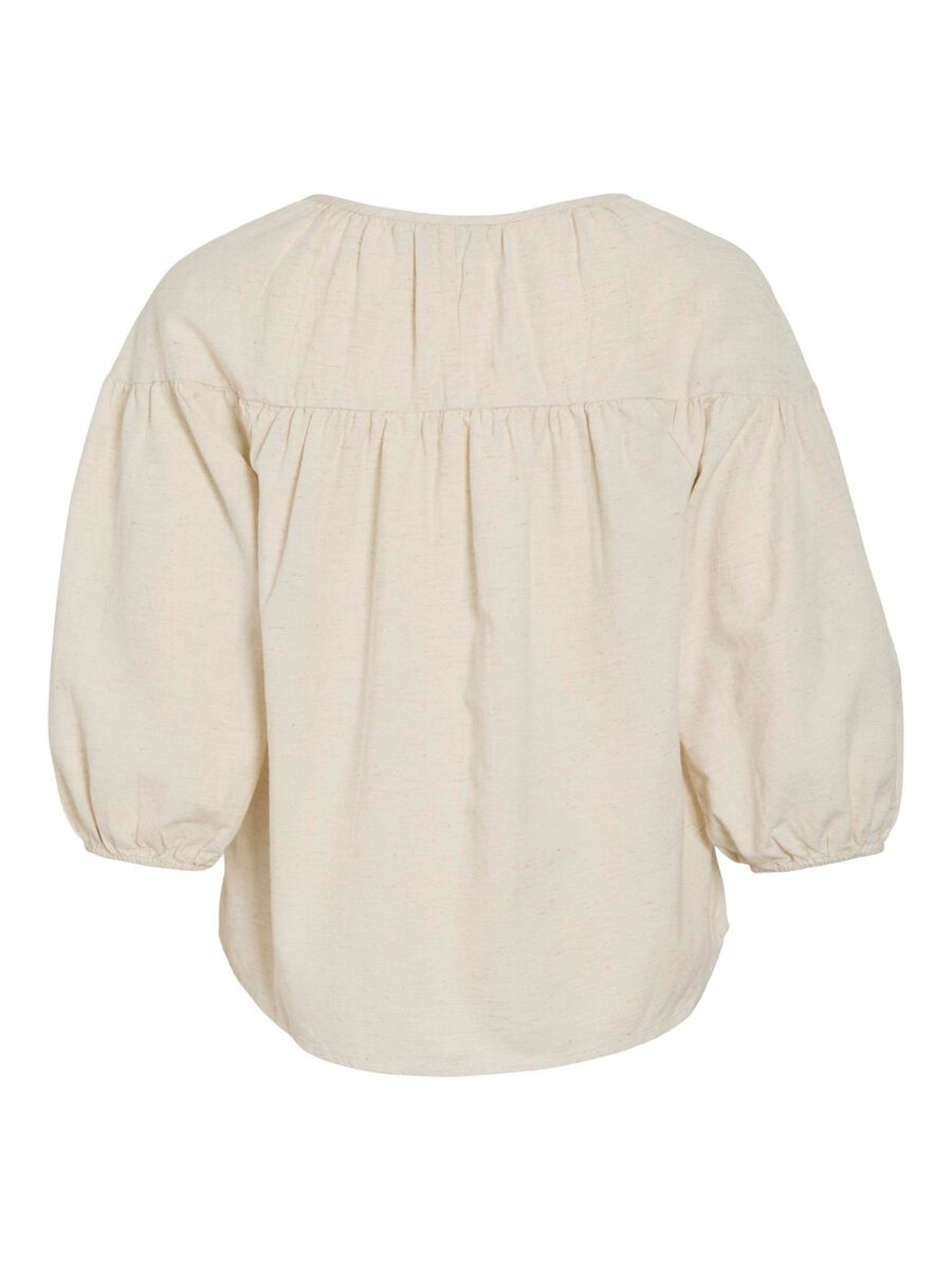 VILA V-NECK 3/4 SLEEVED TOP, Super Light Natural Melan, highres - 14104795_SuperLightNaturalMelan_002.jpg