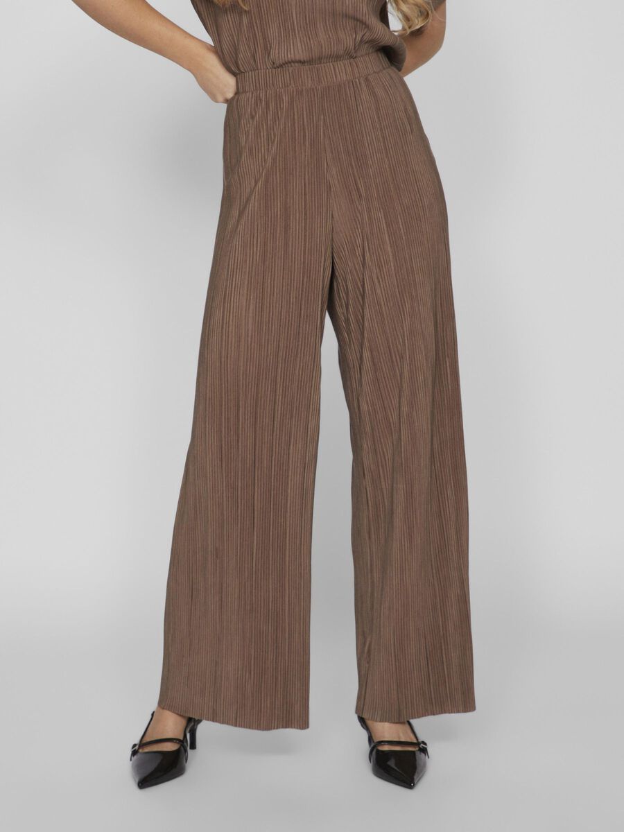 Vila RIBBED WIDE-LEG TROUSERS, Fossil, highres - 14089681_Fossil_003.jpg