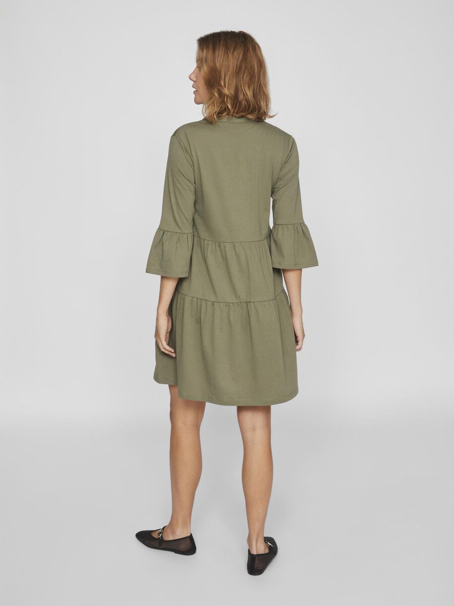 VILA À MANCHES 3/4 ROBE À COL V, Dusty Olive, highres - 14101590_DustyOlive_004.jpg