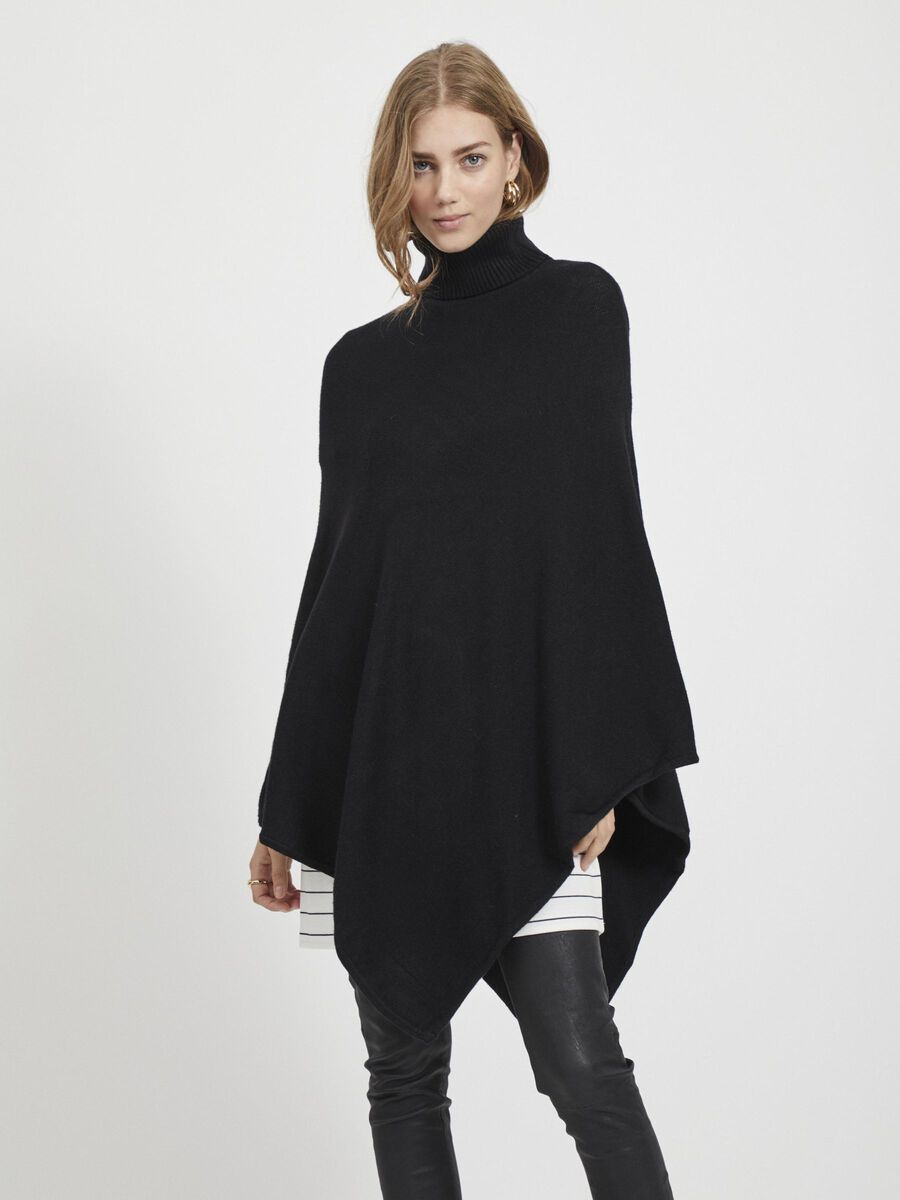 Vila HØYHALSET STRIKKET PONCHO, Black, highres - 14049523_Black_003.jpg