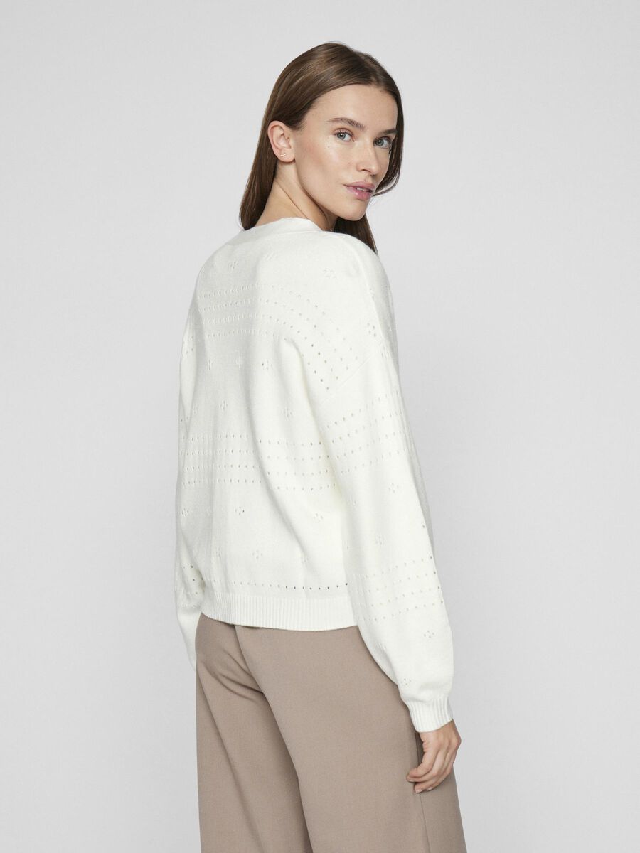 VILA VIRIL V-AUSSCHNITT STRICKJACKE, White Alyssum, highres - 14102703_WhiteAlyssum_004.jpg