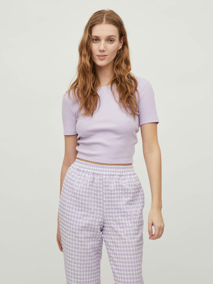 Vila AVEC DÉCOUPE DANS LE DOS TOP, Pastel Lilac, highres - 14075182_PastelLilac_003.jpg