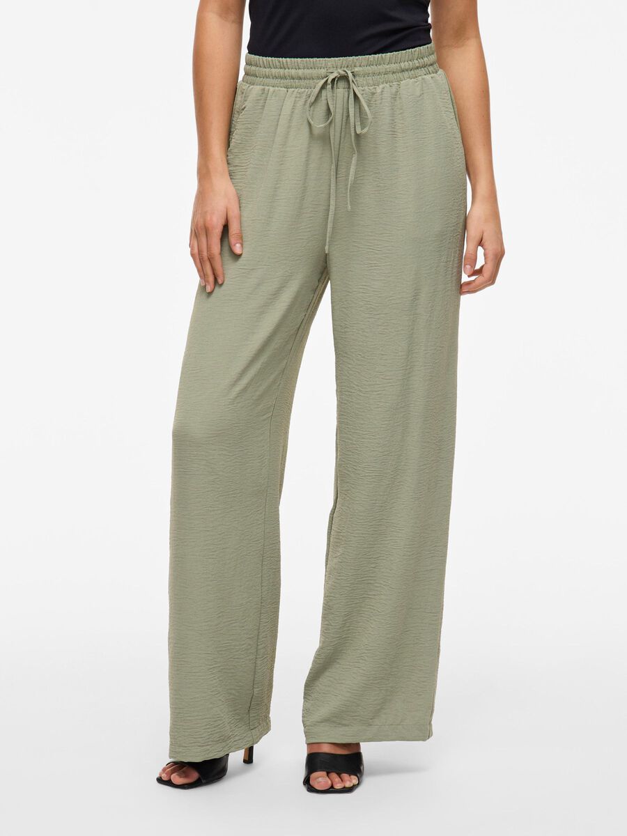 VILA HIGH WAIST WIDE-LEG TROUSERS, Oil Green, highres - 14100308_OilGreen_003.jpg