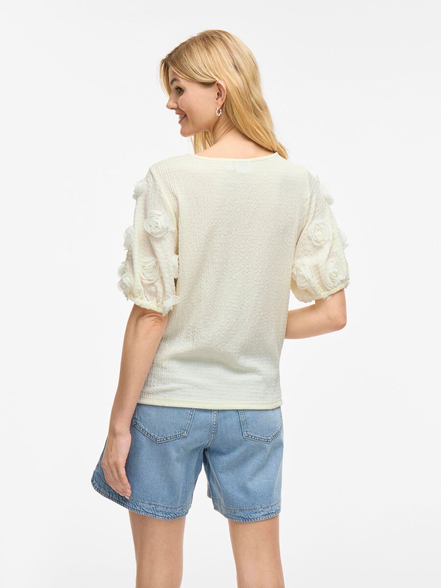 VILA VIOTILIA ROUND NECK SHORT SLEEVED TOP, Cloud Dancer, highres - 14104071_CloudDancer_004.jpg