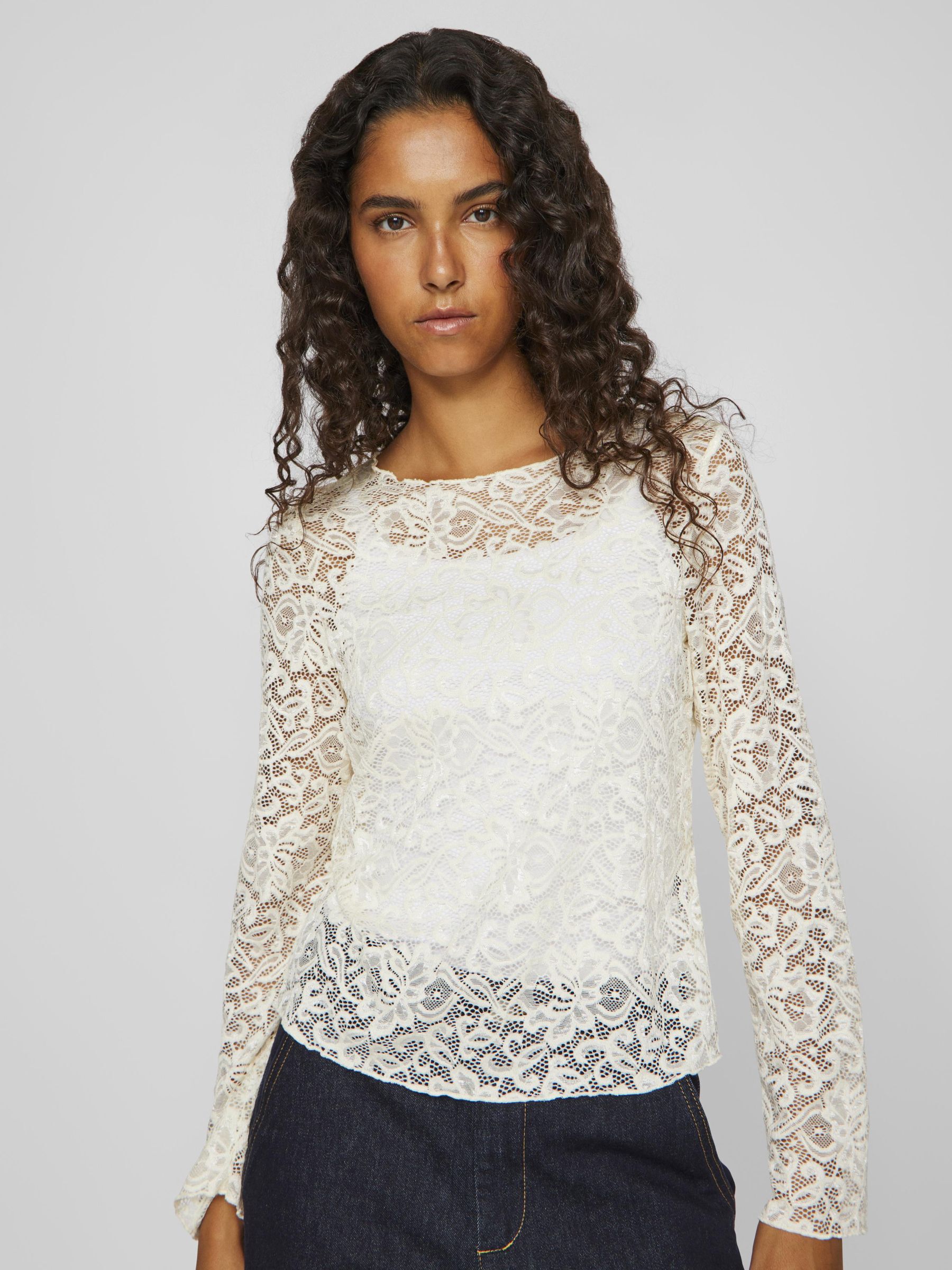 Vila lace long sleeve top clearance