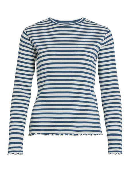Vila RIBBED LONG SLEEVED TOP, Moroccan Blue, highres - 14084649_MoroccanBlue_1040668_001.jpg
