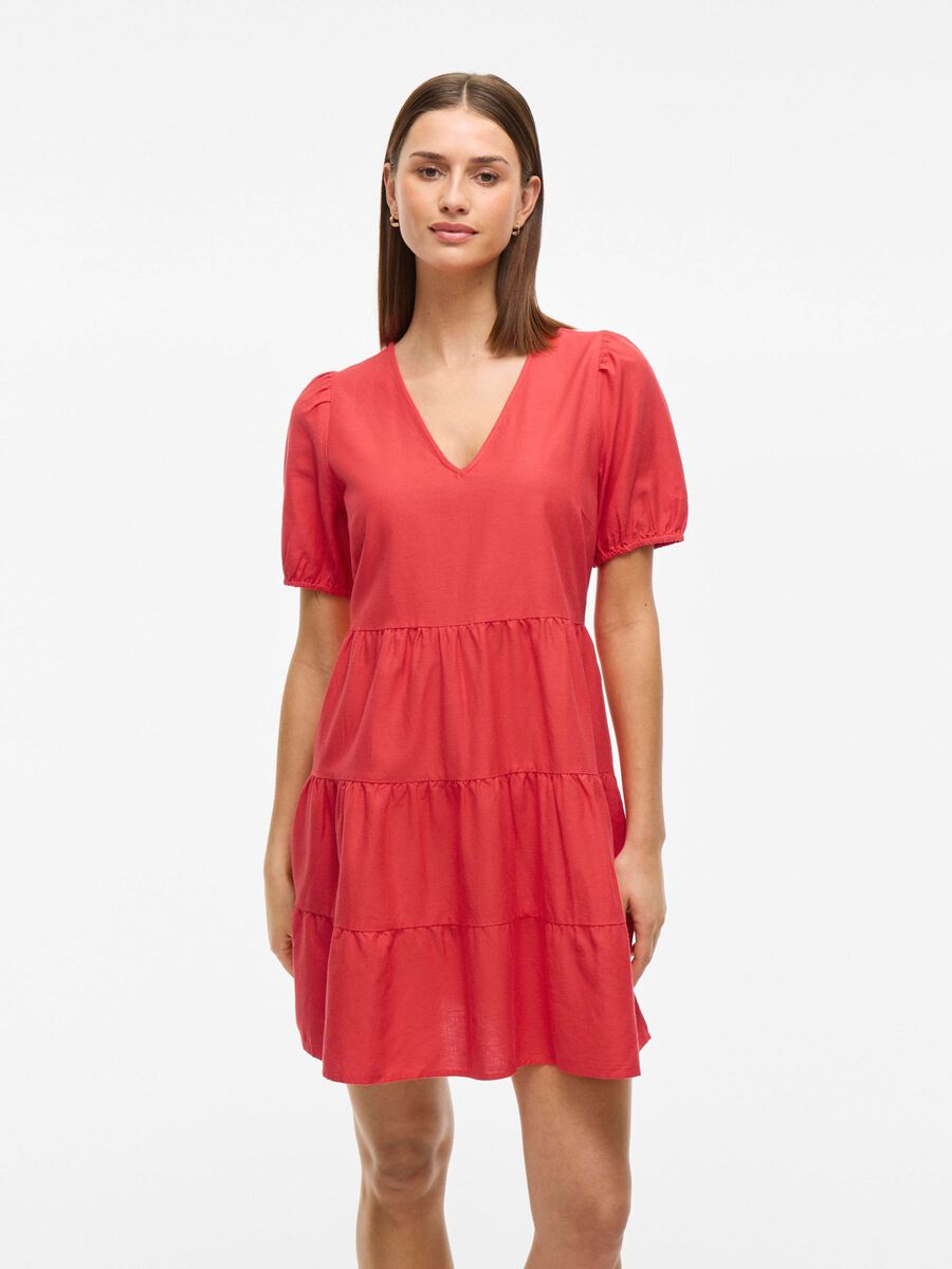 VILA SHORT-SLEEVED SHORT DRESS, Poppy Red, highres - 14086279_PoppyRed_003.jpg