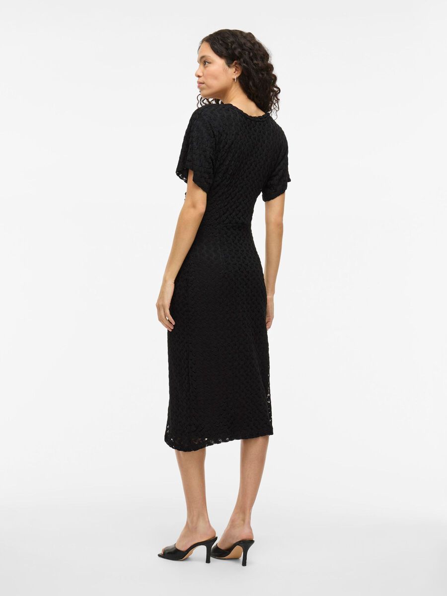 VILA SHORT SLEEVED MIDI DRESS, Black Beauty, highres - 14107122_BlackBeauty_004.jpg
