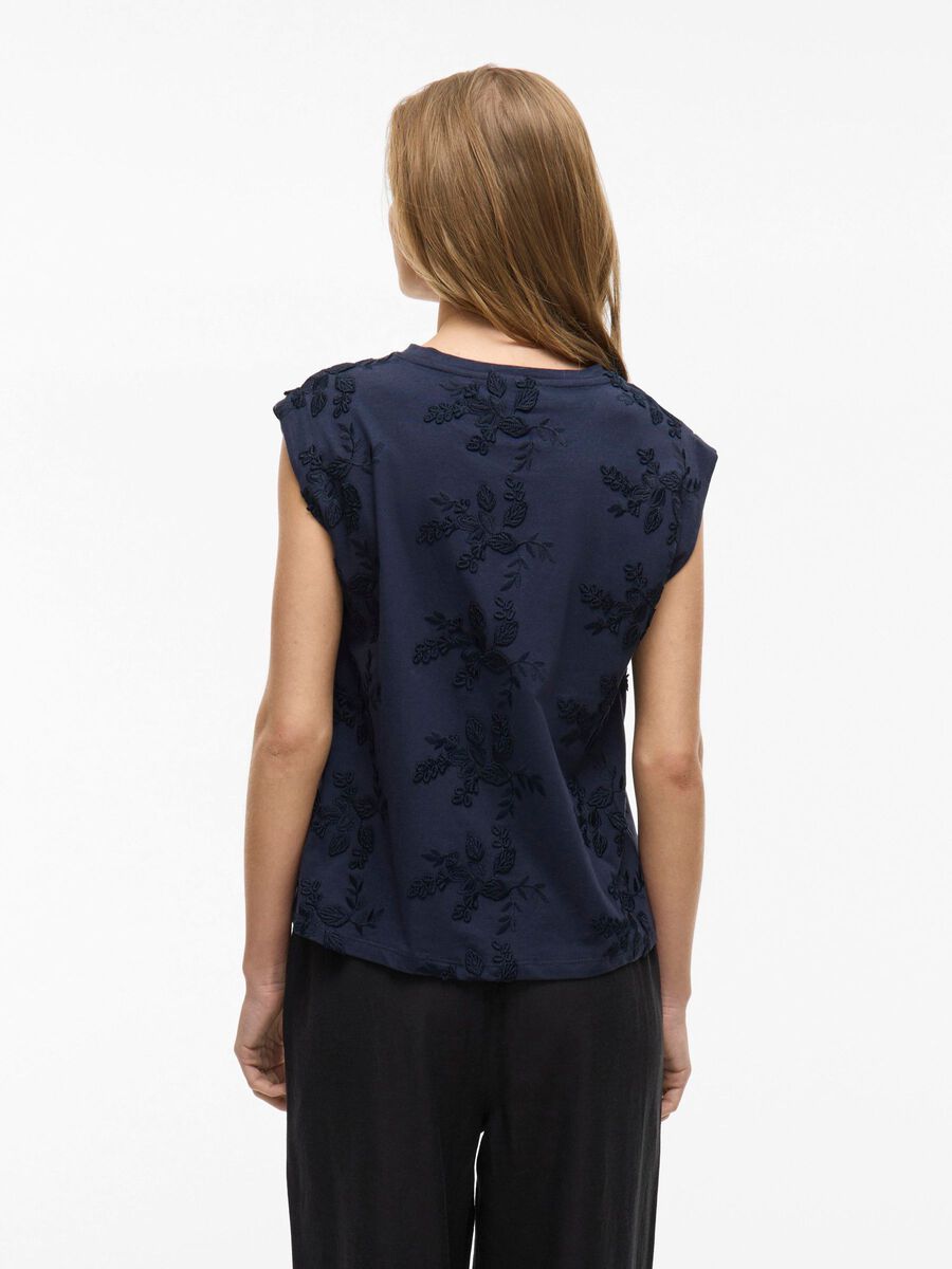 VILA ROUND NECK SLEEVELESS TOP, Navy Blazer, highres - 14104240_NavyBlazer_004.jpg