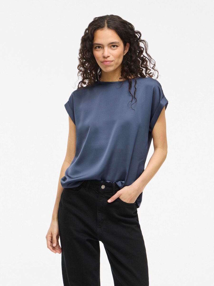 VILA VIELLETTE TOP MET KORTE MOUWEN, Vintage Indigo, highres - 14059563_VintageIndigo_003.jpg